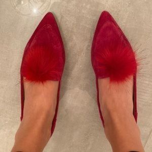 Halston red suede size 9